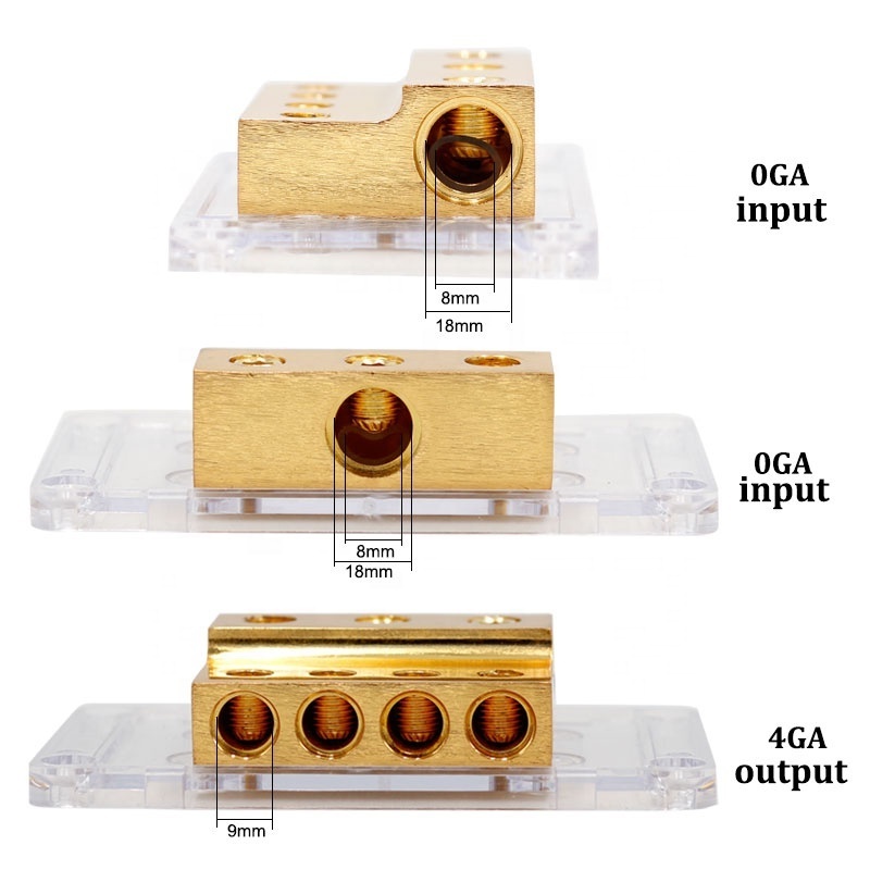 3x0/4 Gauge in 4x4/8 Gauge Out Amp Power Distribution Block Car Audio Splitter 4 Way Outputs Power Distributor Block Fuse Holder