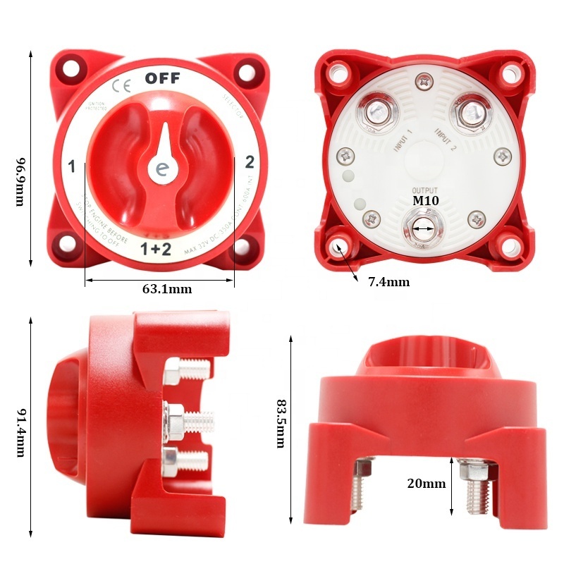 32V 350A Marine Battery Isolation Switch Selector 4 Position Battery Switch For Truck