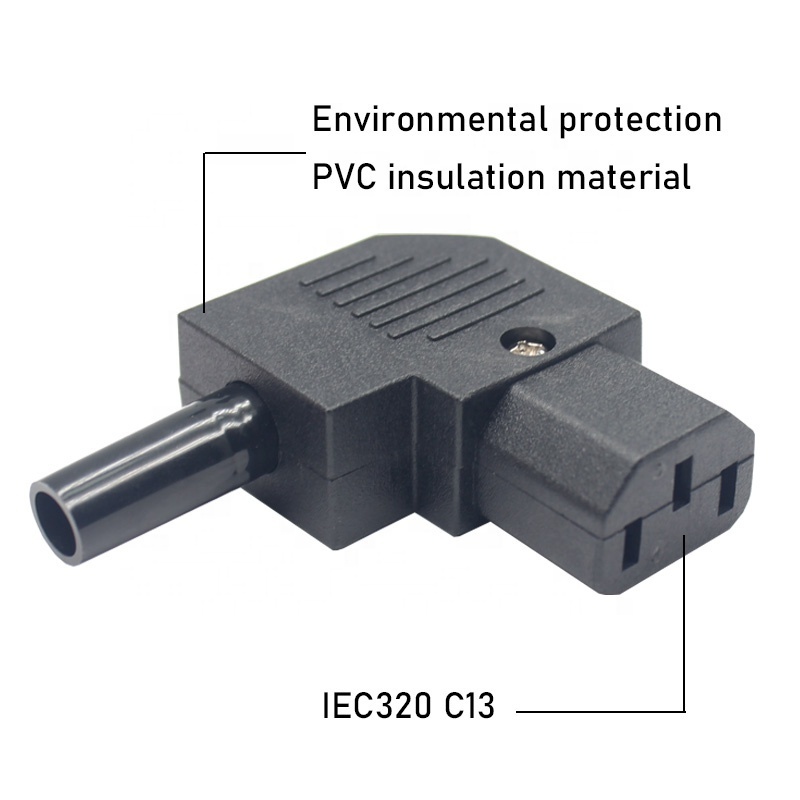 IEC C13 Extension Power Cord Male and Female Industrial Plug Socket right angle 90 degree detachable C13 power socket