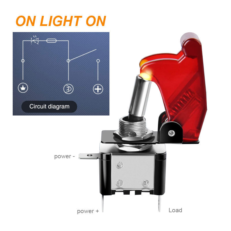 3 Gang Lighted Vehicle 20A Toggle Switch with Red Cover Waterproof ON-OFF Engine Start Racing Ignition Switch Panel