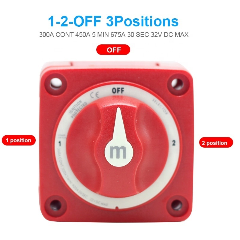 Car Auto RV Marine Boat 12V-48V 300A Single Circuit Battery Selector Isolator Disconnect Rotary Switch Cut