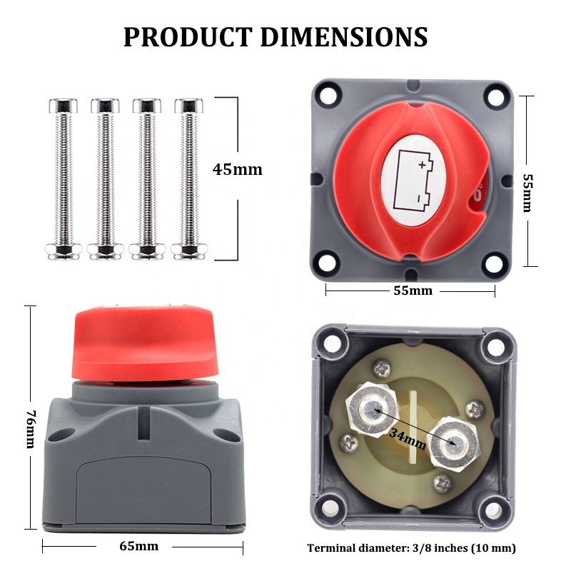 Battery Disconnect Switch 275A Battery Isolator Shut Off Switch On Off Position 12-48 V Cutoff Master Switch