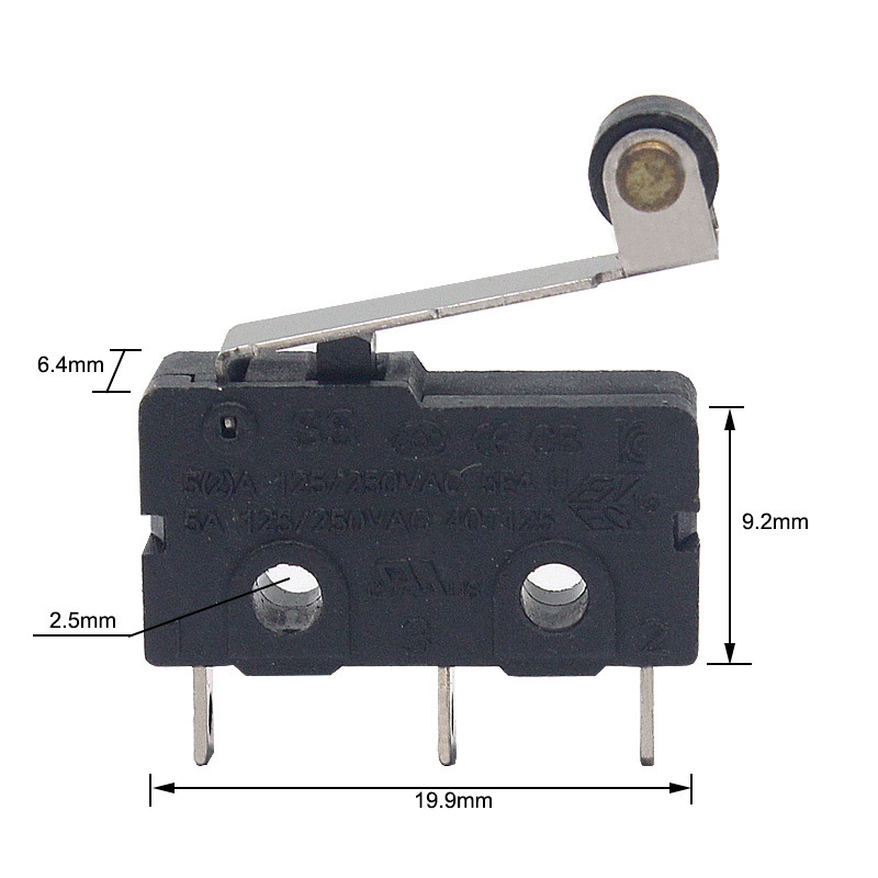 AC 250V 5A SPDT 1NO 1NC Momentary 3Pin SPDT Roller Lever Micro Switches