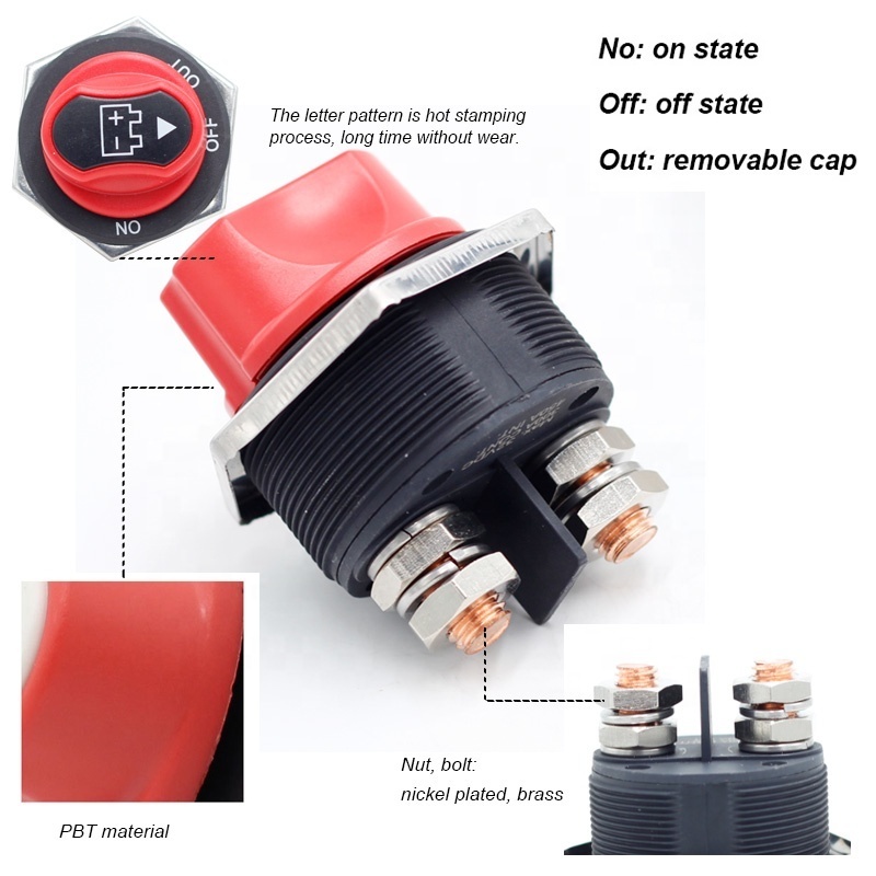 battery isolator switch heavy duty 12V 2pin SPST ON OFF Car battery cut on off 300A kill switch for motercycles cars boats