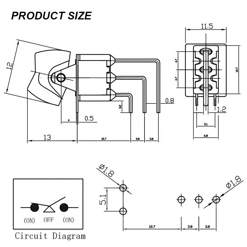 2A 250V Mini Rocker Toggle Switch ON-OFF-ON 3 PIN 3 Position High Quality Toggle Switch