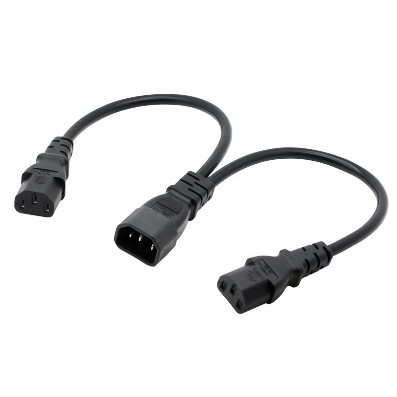 250V 10A H05VV-F 3*0.75mm C14 Plug Customized Power cord split to 2 IEC 320 C13 AC extension Power cable