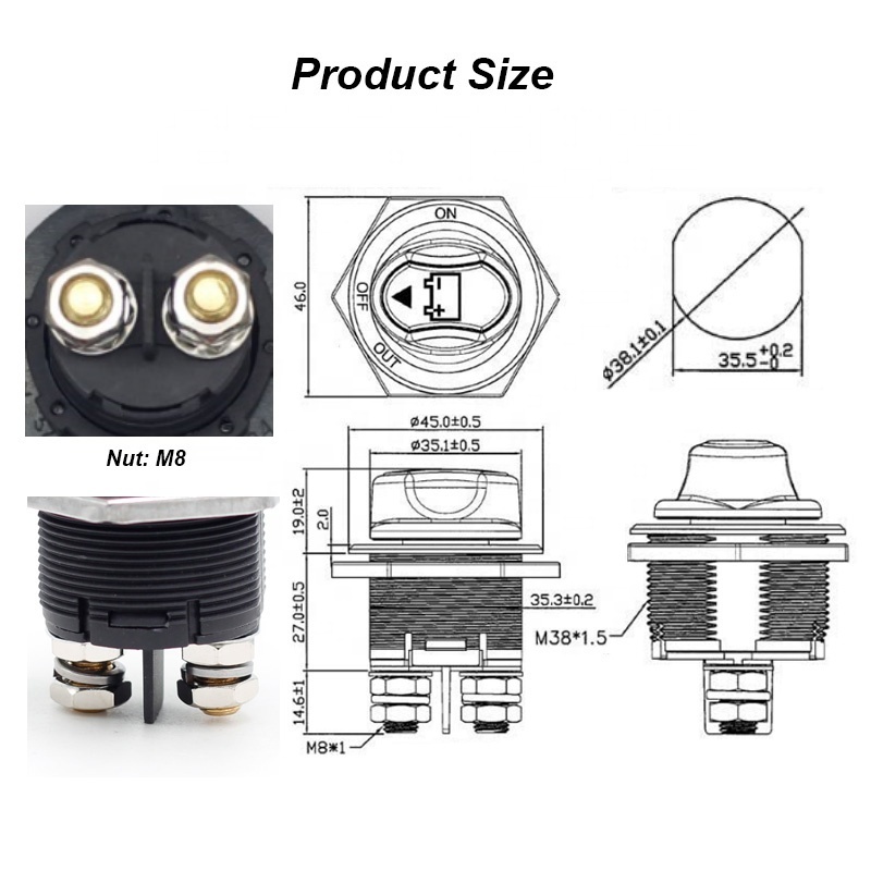 200A Battery Switch Battery Isolator Selector Switch Disconnect Waterproof Switch For Car Boat