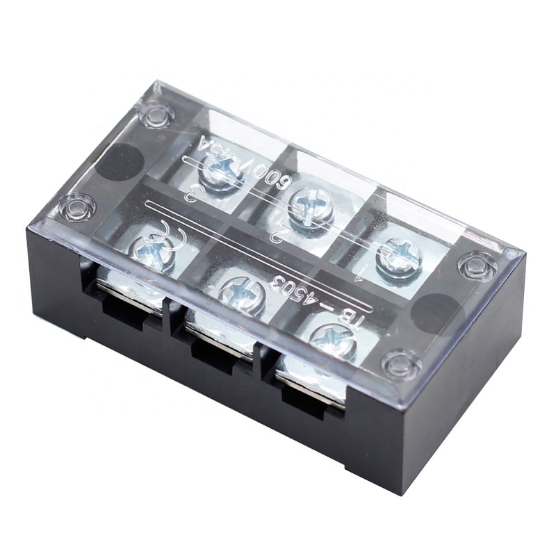 Manufacturer 600V TB series fixed type fence screw terminal 15A 25A 45A double row fixed barrier terminal block