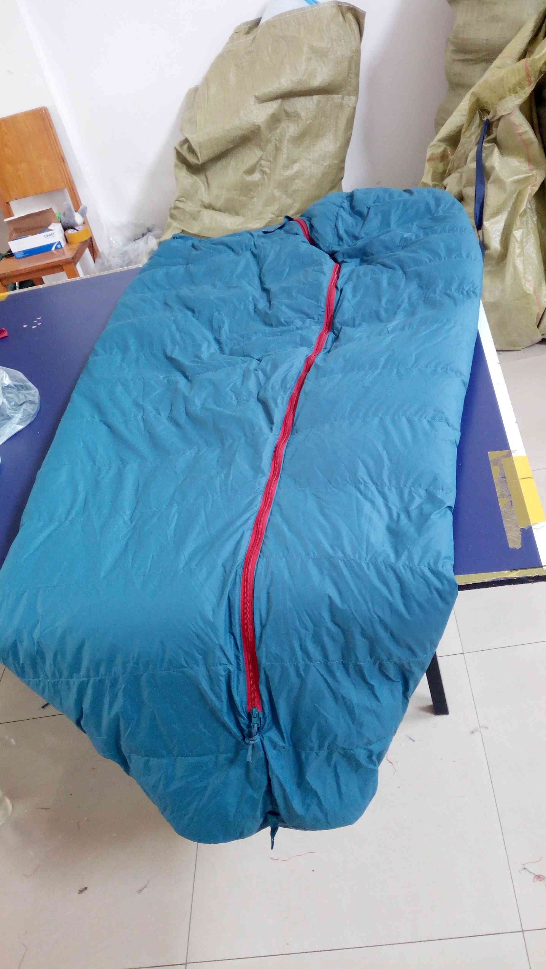 20D Nylon Fabric Blue Color Camping Down Sleeping Bag -25C Degree Down Camping Sleeping Bag