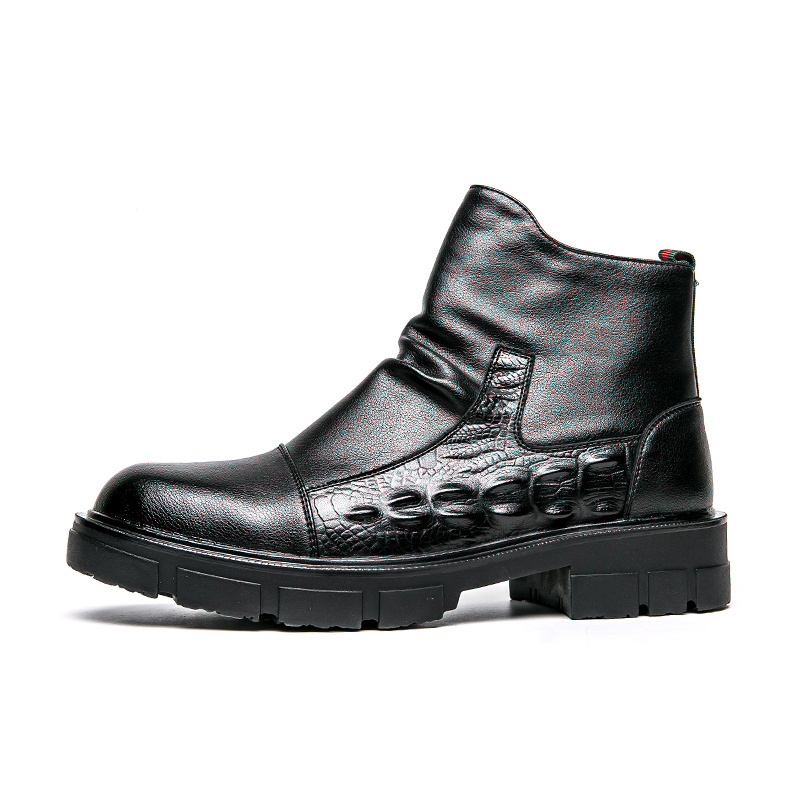 2023 New Men's Zipper Martin Boots Ankle Boots Casual Shoes Black