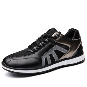 Waterproof Rubber Golf Shoes For Men Black Lace Up Golf Shoes Casual Sports Wearing 2022 Sprint New Design