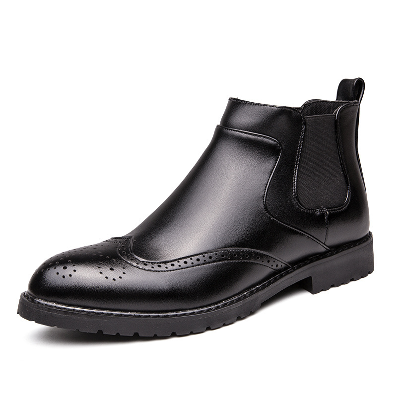 2023 New Fashion Men's Leather Shoes with One Step Ankle Boots