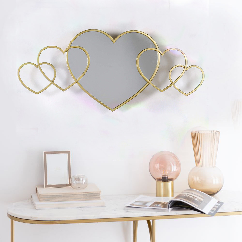 Mirrors(old) Metal Lovely Heart Shape Wall Mirror Home Decoration