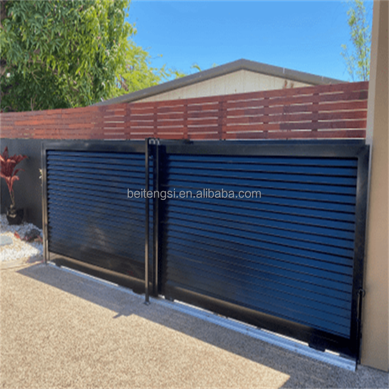 Hot sale Aluminum slat fence System Modern Aluminum louver Gate Design Retractable Sliding Louver Gate fencing