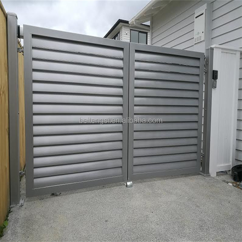 Hot sale Aluminum slat fence System Modern Aluminum louver Gate Design Retractable Sliding Louver Gate fencing