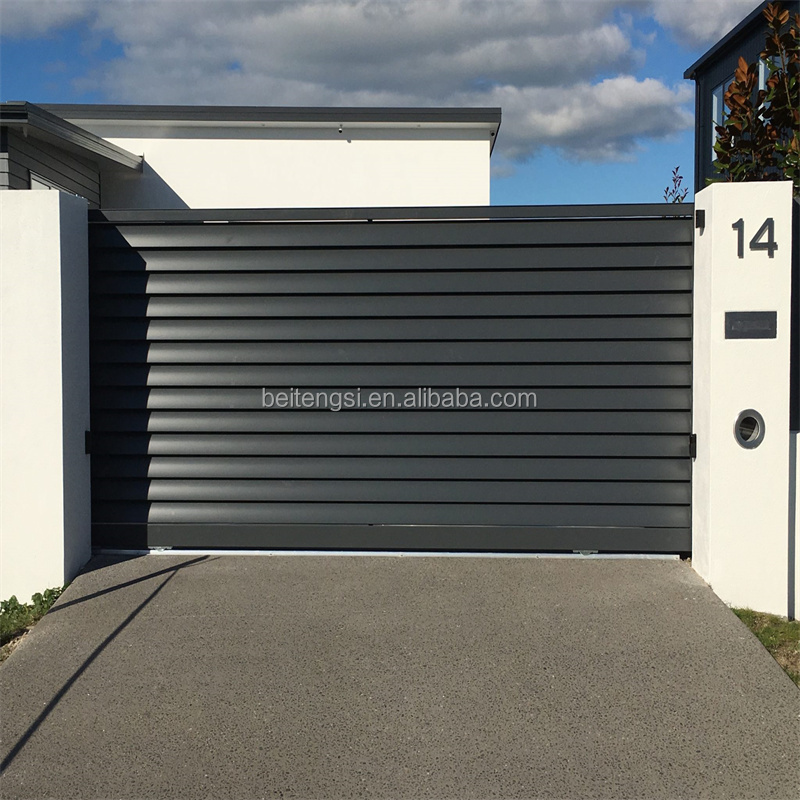 Hot sale Aluminum slat fence System Modern Aluminum louver Gate Design Retractable Sliding Louver Gate fencing