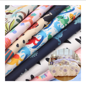 Customized woven 100% Polyester microfiber peach skin printed fabric beach shorts bed sheet fabric microfibre print fabric