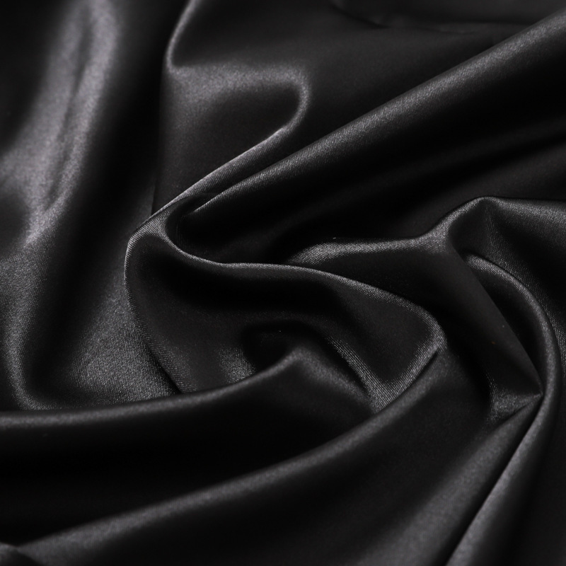 50D*75D 100% polyester shiny black duchess satin fabric for dresses lining fabric 100% Polyester shine black satin fabric