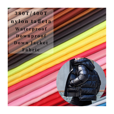 Customized PA PU PVC coated 380T 400T Waterproof nylon taffeta Fabric for down jacket bag 100% nylon waterproof jacket fabric