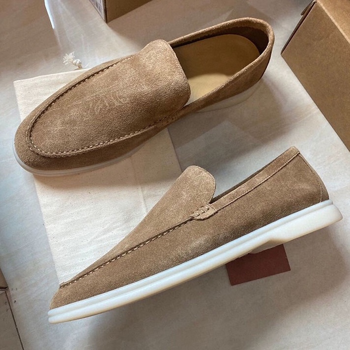 Customized Logo Luxury Designer Suede Genuine Leather Slip On Men's Casual Walking Style Loafers Dress Shoes Men