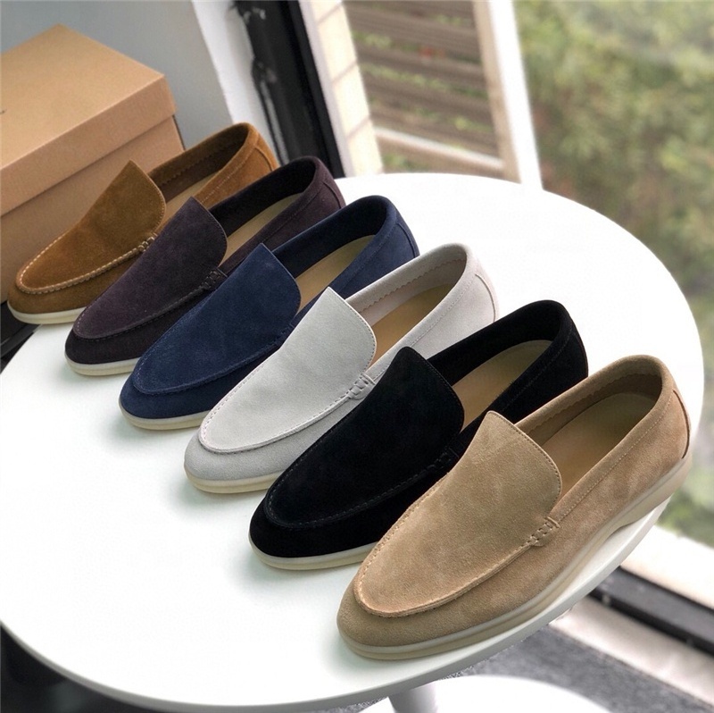 Customized Logo Luxury Designer Suede Genuine Leather Slip On Men's Casual Walking Style Loafers Dress Shoes Men