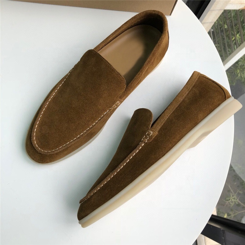 Customized Logo Luxury Designer Suede Genuine Leather Slip On Men's Casual Walking Style Loafers Dress Shoes Men