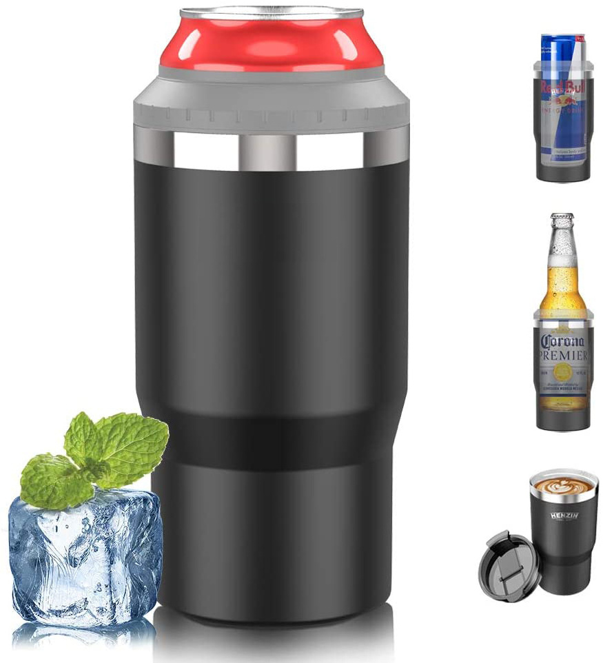 Customized Outdoor Portable  4 in 1 Insulated Stainless Steel 14oz Beer Can Holder Bottle Cooler