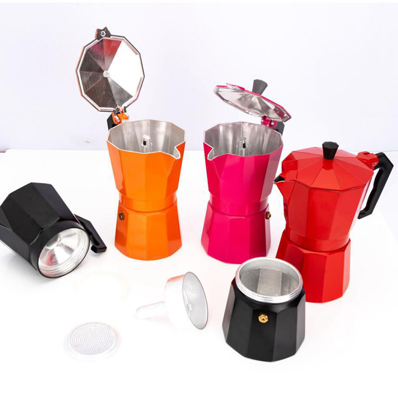 Wholesale Custom Logo Colors Drip Aluminum Coffee Maker Mocha Pot