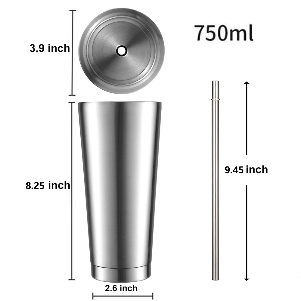 Double Wall Reusable Vacuum Bulk 24Oz Tumblers With Lids And Straw With Straw Stainless Steel