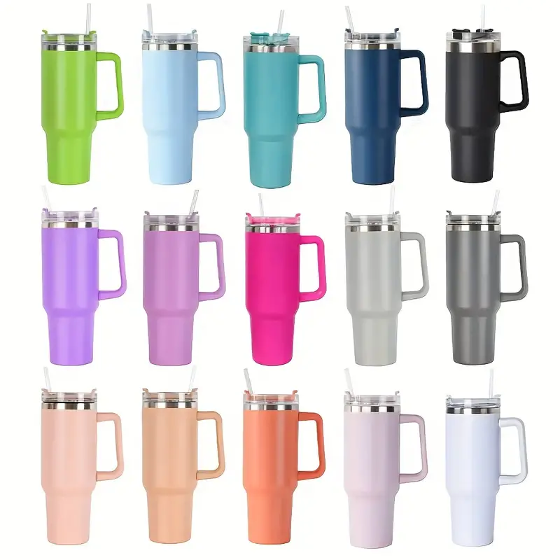 Free Sample Portable Travel Coffee Beer Mug Spill Proof Handle Lids Cover Stainless Steel Insulated 40Oz Tumbler