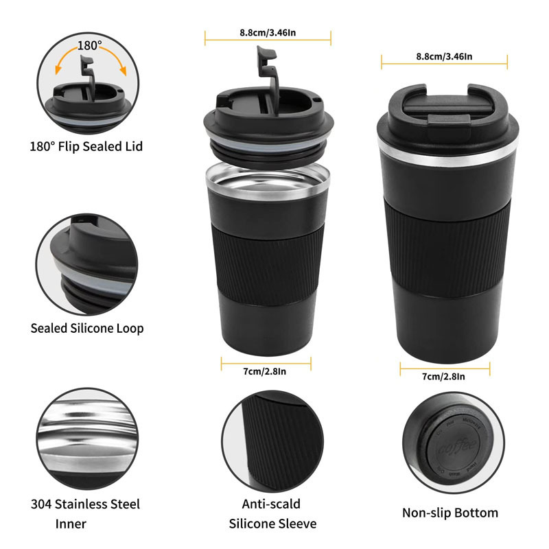 Oem Vacuum Insulated Outdoor Luxury Steel Vacuum Bulk 500ML Coffee Travel Mug With Custom Logo With Custom Logo Color