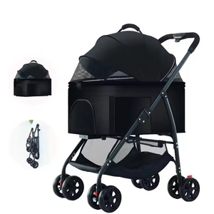 Wholesale Detachable Pet Stroller for Dog and Cat One Click Folding Trolley Pet Carrier with Wheel