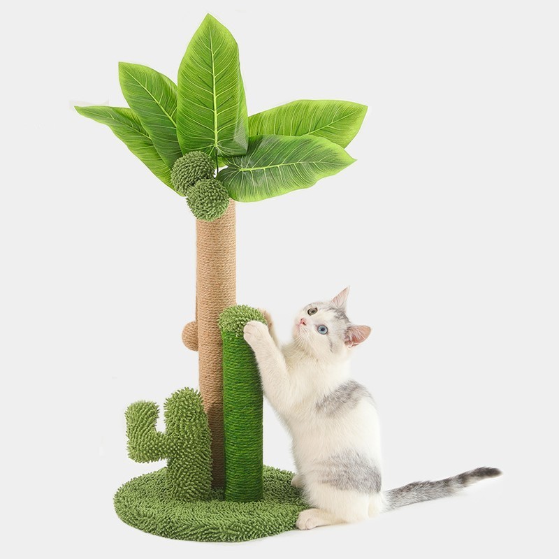 Plush Cactus Cat Tower with Hammock Luxury Large Cat Tree Tower Houses Scratches Climbing Pet Cat Tree