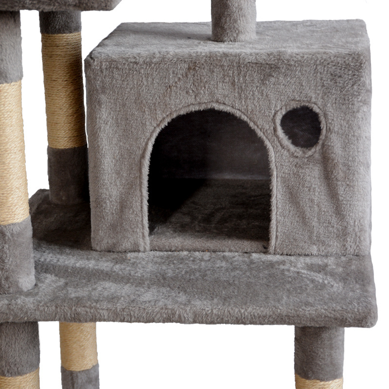 Integrated large sisal multi-layer cat climbing frame with cat nest hammock