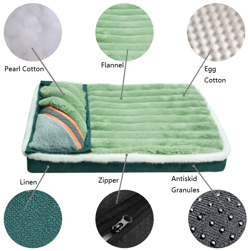 Orthopedic Calming Dog Beds with Pillow Thicken Removable Memory Foam Deep Sleeping For Large Dogs and Cat Bed Washable Cover