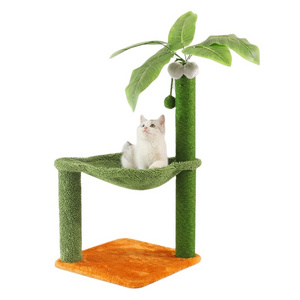 Plush Cactus Cat Tower with Hammock Luxury Large Cat Tree Tower Houses Scratches Climbing Pet Cat Tree