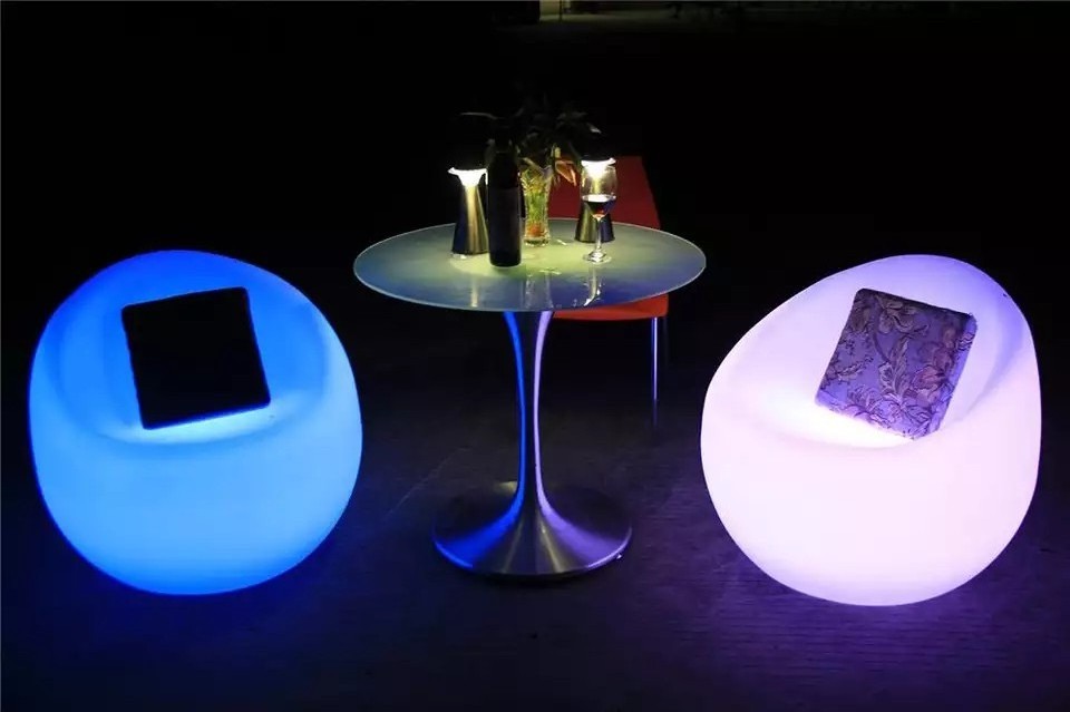 LED outdoor waterproof glow patio furniture hire Plastic Bar Dining light up chairs