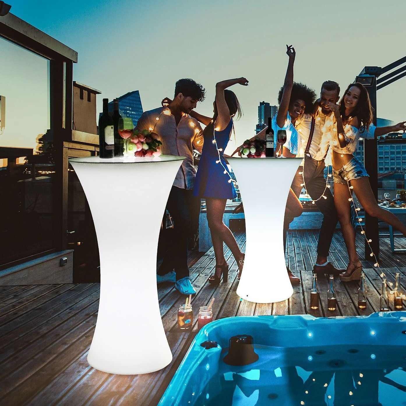 Wholesale 110cm High Bar Table Party Rental Illuminated Led Glowing Cocktail Table