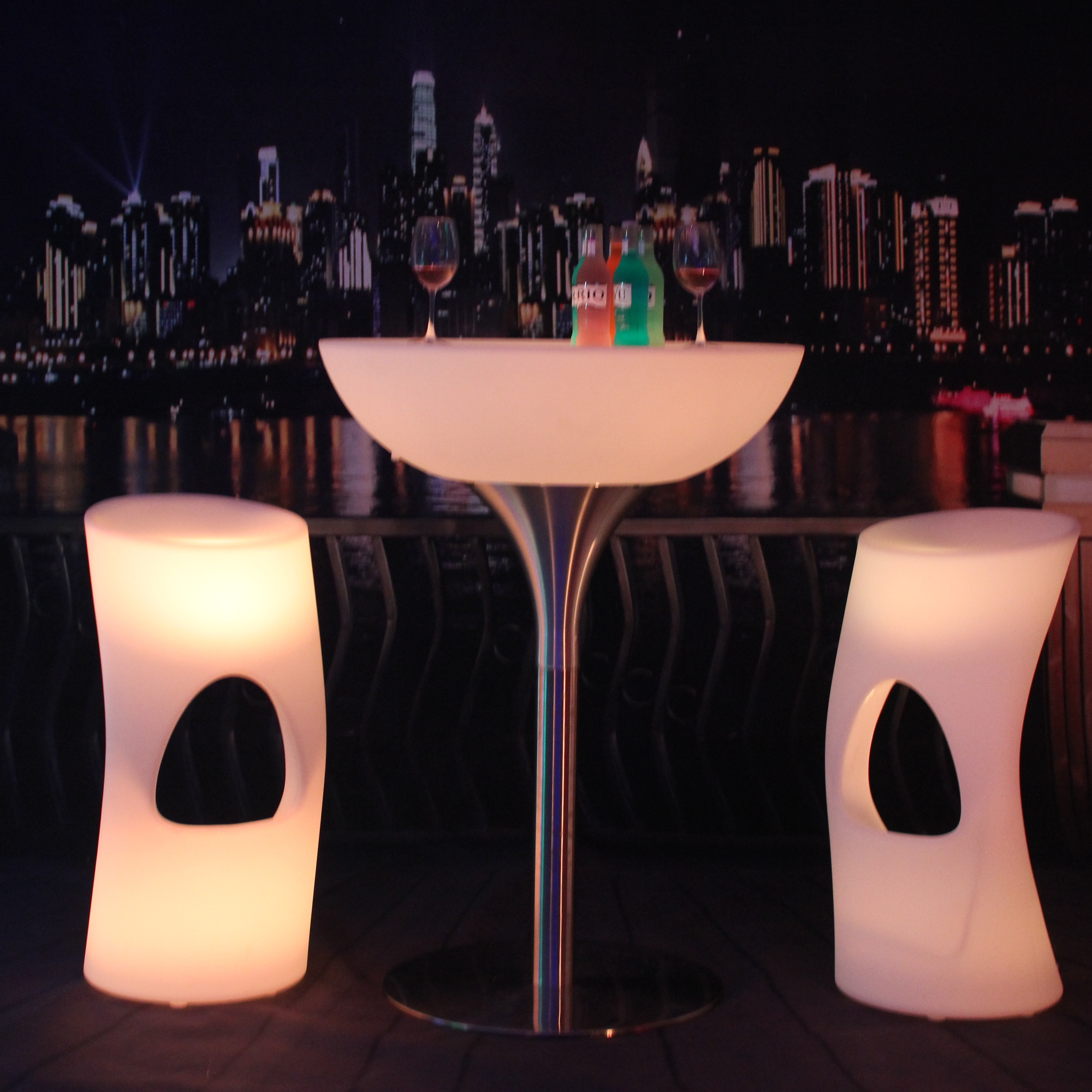 Remote Control LED High Bar Stools Commercial Used LED Bar Furniture