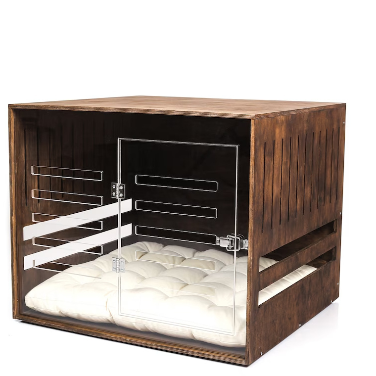 Modern dog crate Wooden dog crate with acrylic front panel and door with a latch