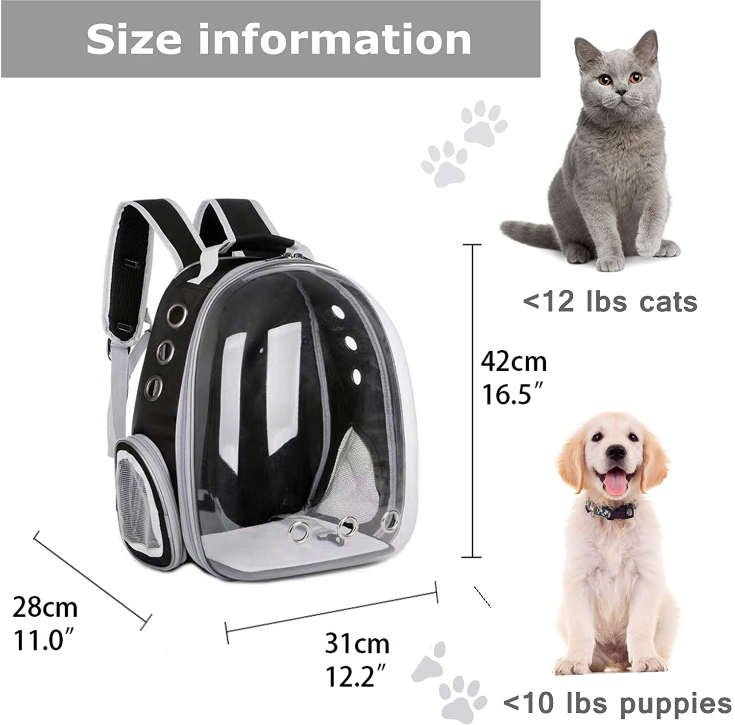 Wholesale Portable Full View Transparent Capsule simons cat bag ABS PC Pet Backpack Pet Carrier Bag Cat Travel Back pack