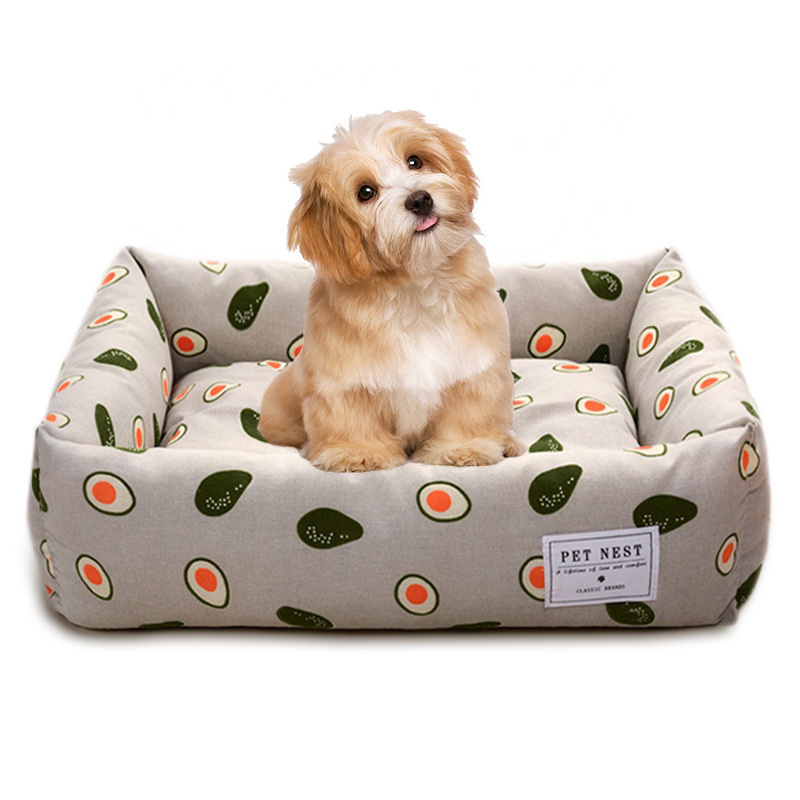 Square Pet Bed Cat Nest Rattan Creative Dog Bed Cushion Breathable Pet Beds With Removable and washable Cover