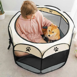 Easy Operation Portable Folding Tent Dog House Octagonal Cat Tent Playpen Puppy Kennel Fence Outdoor Big Dogs House Pet Cages