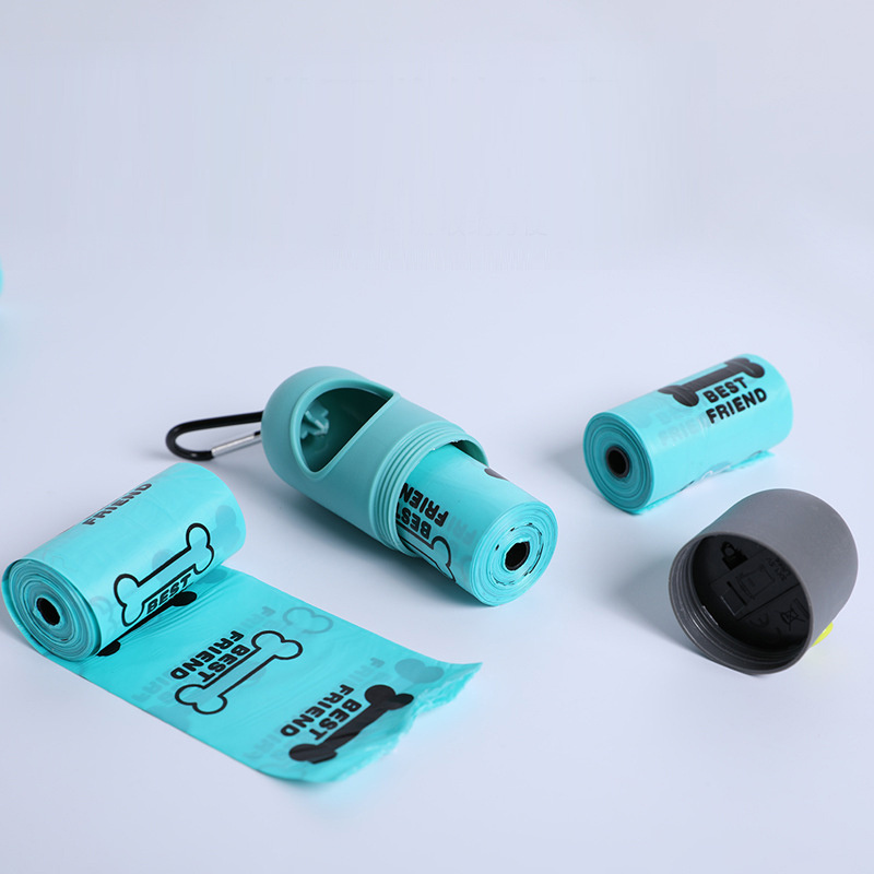 2023 New Pill Shape LED Flashlight Pet Dog Poop Waste Bag Holder Dispenser poop bag holder dog