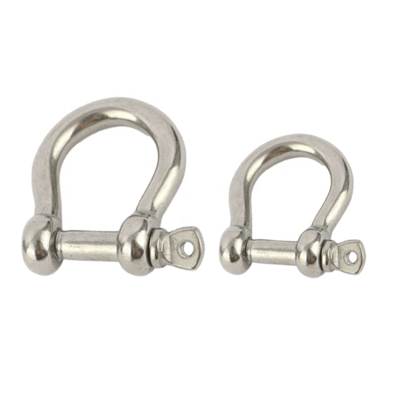 304/316 Stainless Steel M4-M38 Bow Shackle Marine Anchor Bow Shackles D-shaped Shackle