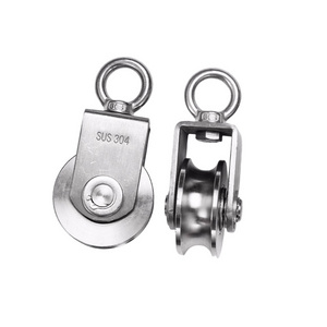 Stainless Steel Eye Swivel Pulley Wheel With Loop# U Groove Free Wheel Pulley Hanging Wheels