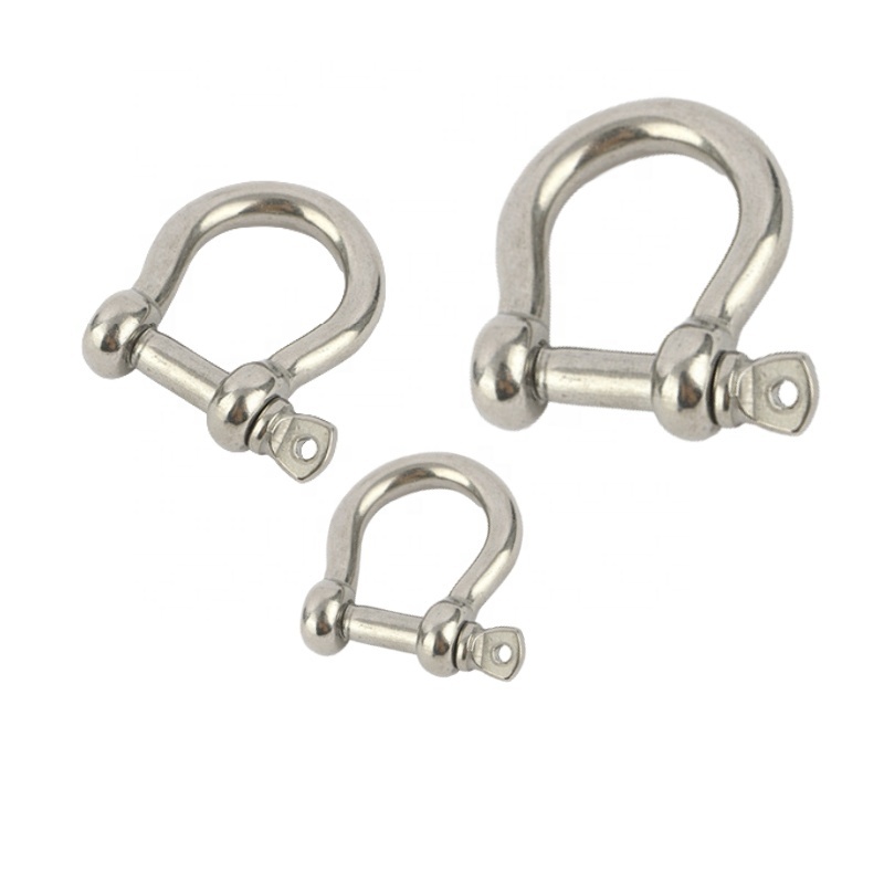 304/316 Stainless Steel M4-M38 Bow Shackle Marine Anchor Bow Shackles D-shaped Shackle