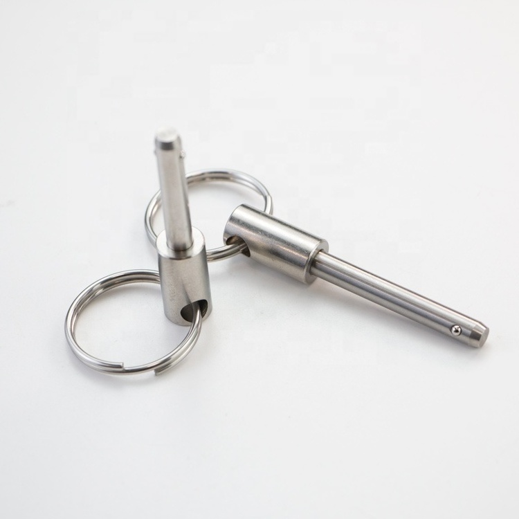 18-8 Stainless Steel Ball Lock Pins Chamfered Edges Quick Release Pin With Ring