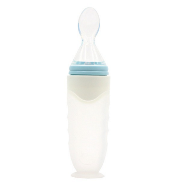 BPA Free Food Grade Feeder Silicone Rice paste Squeeze Baby Feeding Bottle with Spoon