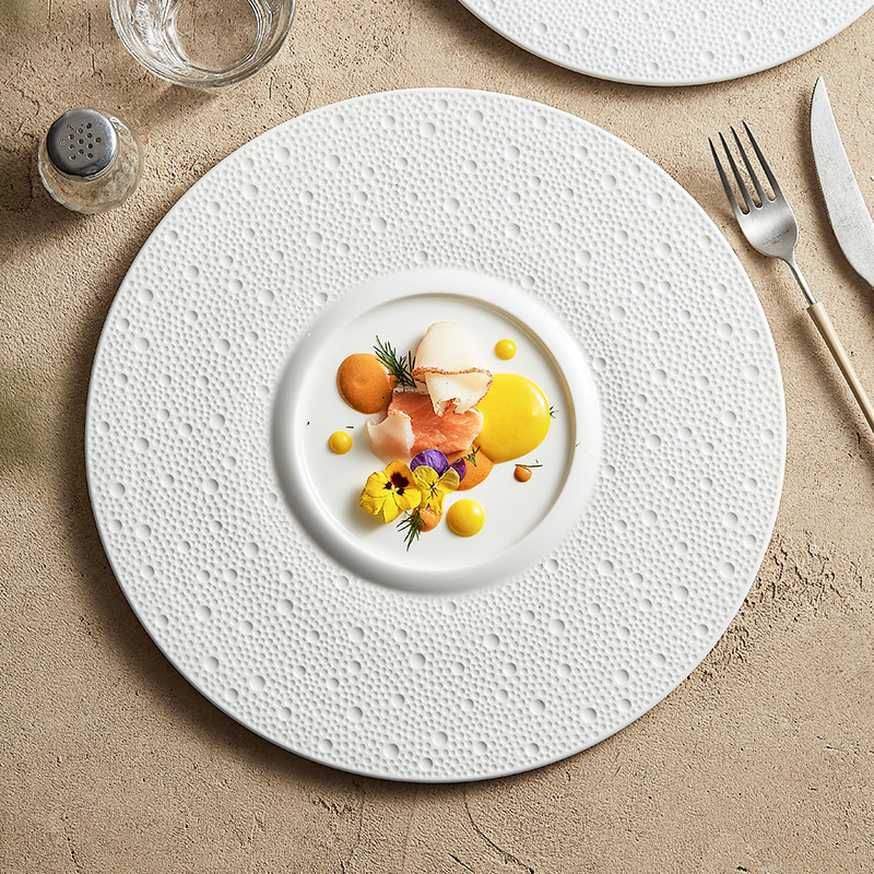 White Blue Banquet Dinnerware Dinner Plate Nordic Sea Food Catering Tableware Restaurant Porcelain Dinner plate For Restaurant